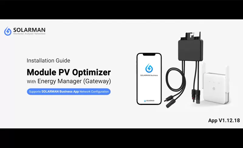 Guida all'installazione-modulo PV Optimizer con Energy Manager (Gateway) SOLARMAN Business App Network